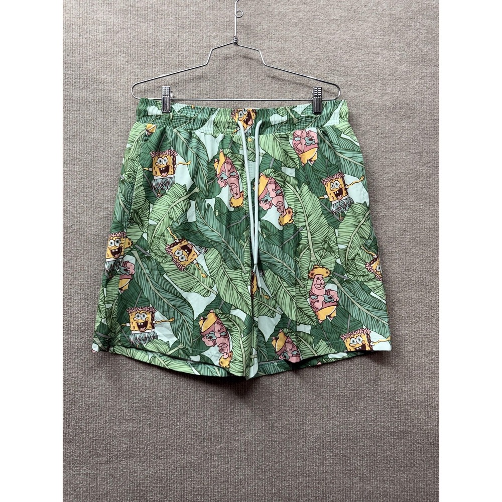 Nickelodeon SpongeBob SquarePants Tropical Leaf Swim Trunks Mint Green Mens L